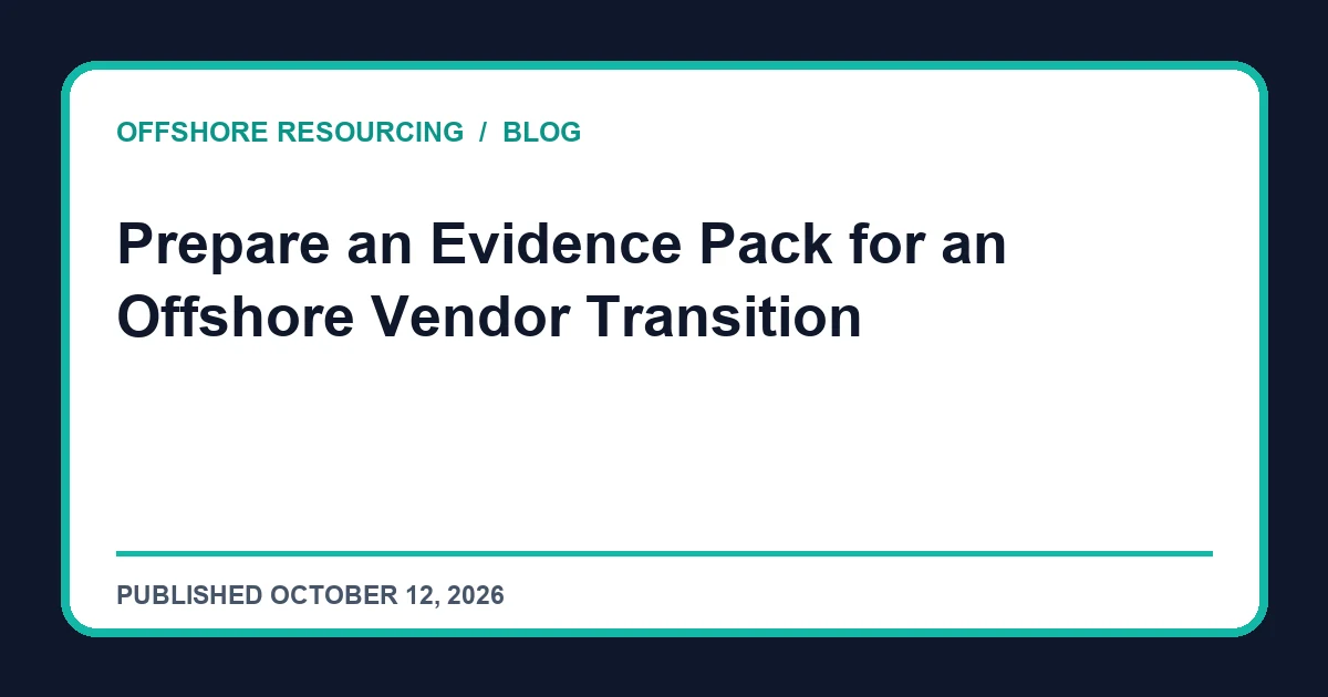 Prepare an Evidence Pack for an Offshore Vendor Transition editorial guide
