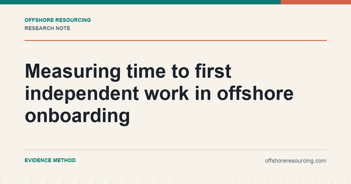 Measuring time to first independent work in offshore onboarding editorial guide